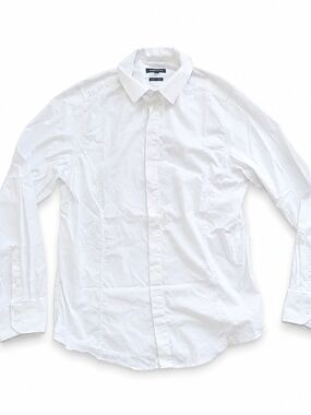 No Code White Long Sleeve Button-Up Men's Dress Shirt Size Medium Formal Office